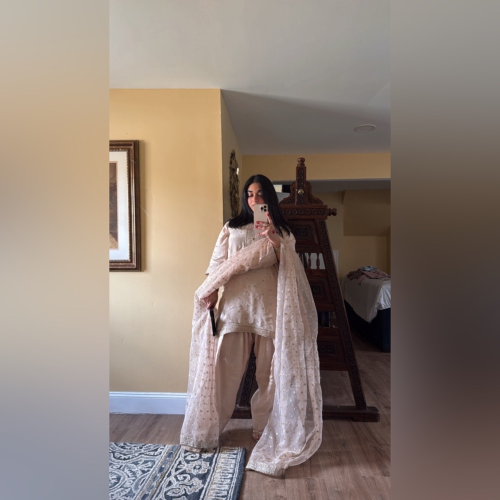 Elegant Cream Traditional Outfit